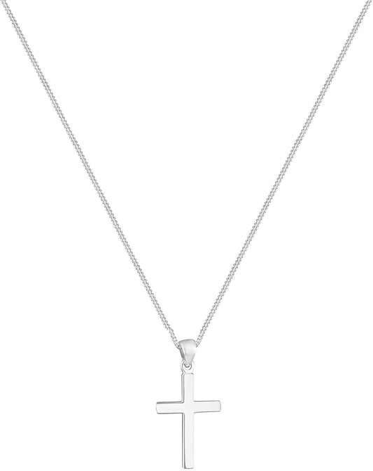 Necklace Women Cross Pendant Religion Basic 925 Sterling Silver