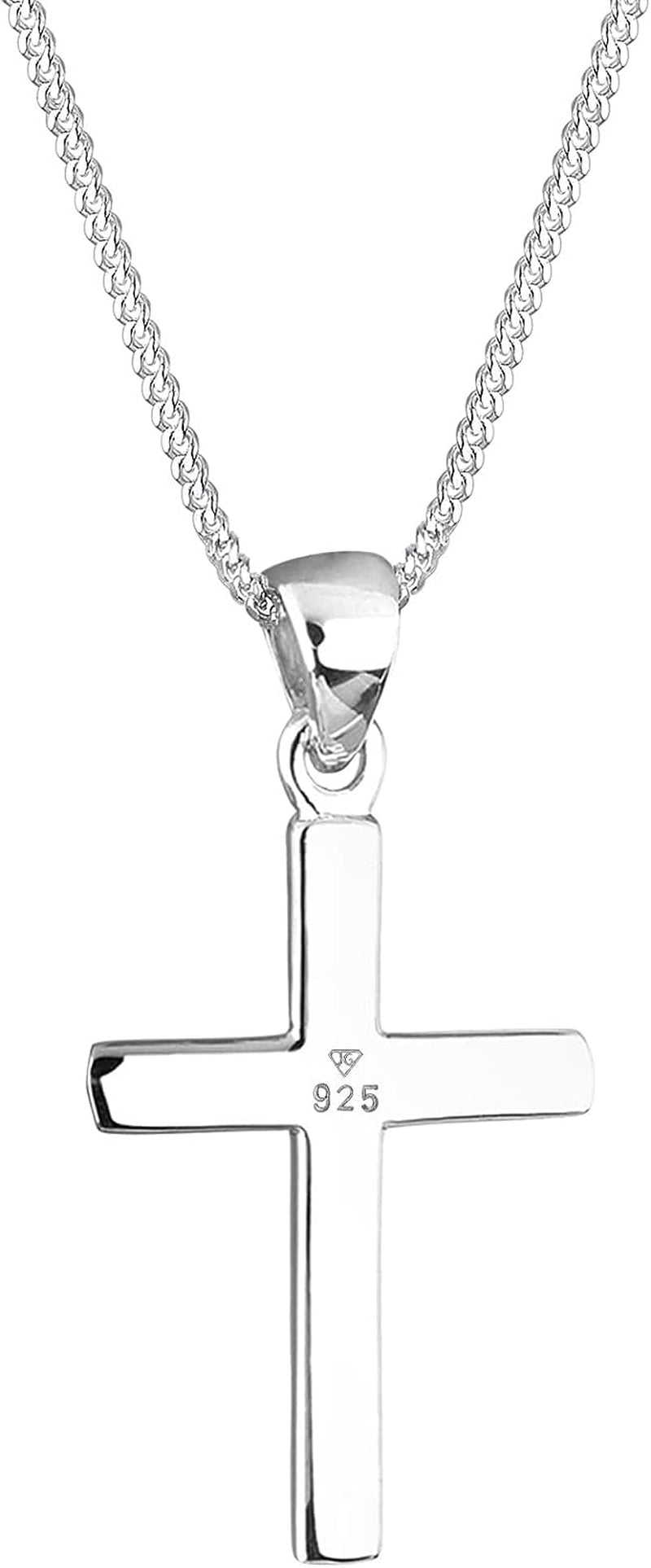 Necklace Women Cross Pendant Religion Basic 925 Sterling Silver