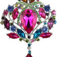 Created Crystal Brooch for Women Shiny Flower Teardrop Brooch Pin - Colourful