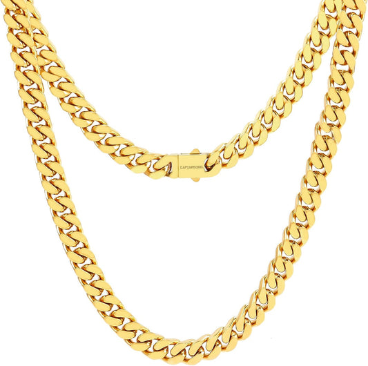 Miami Cuban Chain Necklace for Men/Women Double Safety Clasp Hip Hop Jewely,