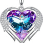 Angel Wing Heart Necklaces for Women White Gold Plated Silver Tone Pendant Necklaces 5A Cubic Zirconia Necklace Austria Crystal Mother'S Day Birthday Jewellery Gifts for Mom Girlfriend Wife Her