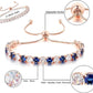 Clear/Blue Diamond Zirconia Tennis Bracelet for Women,Slider Bracelet in Silver/Gold/Rose Gold, Adjustable Bracelet in Size 3-9Inch, Gift for Her.