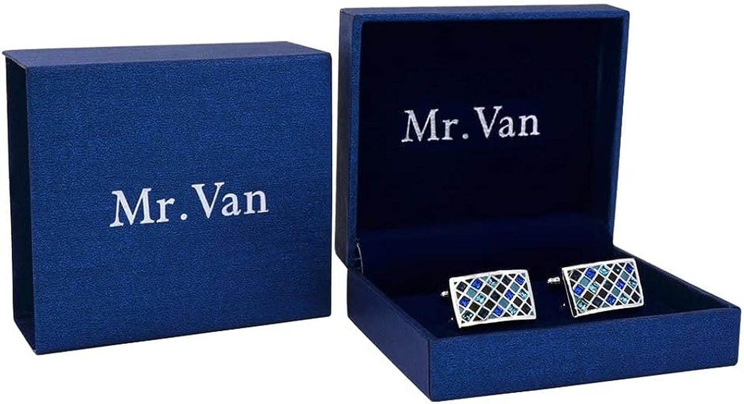 Crystal Cufflinks, Elegant Swarovski Crystal Cufflinks Classic Fashion Rectangle Glimmering Cuff Links Set for Men'S Business Wedding Party with Gift Box Elegant Style