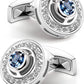 Classic round Shape Cufflinks Navy Blue Swarovski Crystal Cufflinks for Men, Business, Wedding, Party, Elegant Style