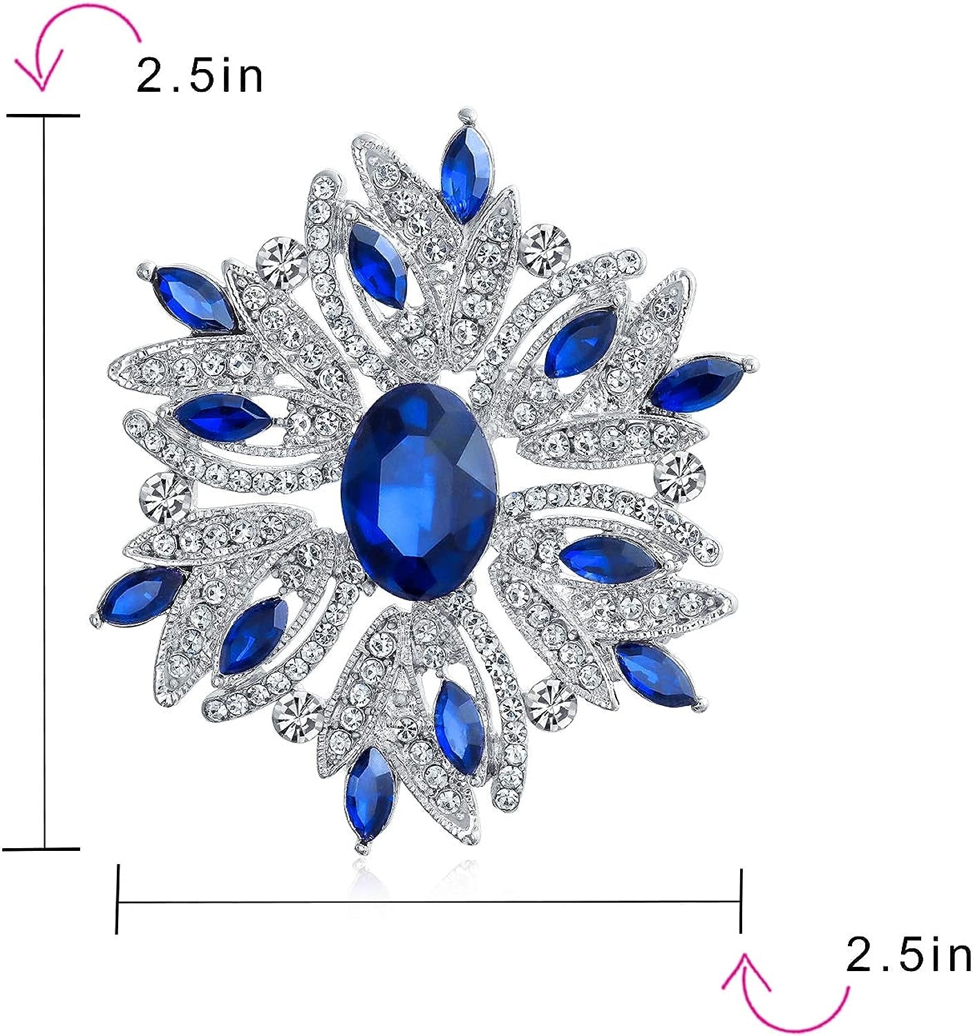 Fashion Large Statement Vintage Style Simulated Gemstone Crystal Scarf Flower Art Deco Brooch Pin for Women