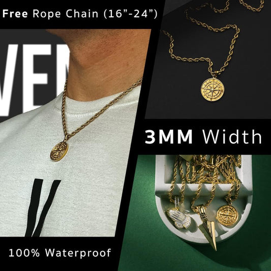 Mens Pendant Necklace Cross Chain Pendant Necklace for Men | Iced Out Chain Mens Chain 3MM Rope Chain Gold Cross Necklace | Silver Cross Pendant Gold Necklace | Silver Mens Pendant Necklace Cross