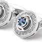 Classic round Shape Cufflinks Navy Blue Swarovski Crystal Cufflinks for Men, Business, Wedding, Party, Elegant Style