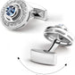Classic round Shape Cufflinks Navy Blue Swarovski Crystal Cufflinks for Men, Business, Wedding, Party, Elegant Style