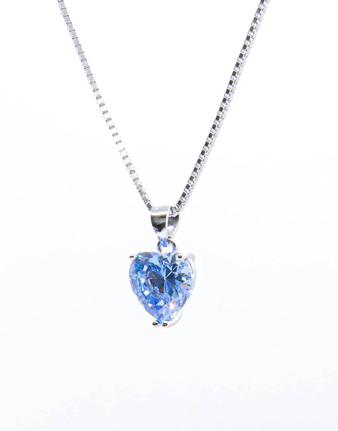 House of Pitroda Blue Ocean Zircon Stone 925 Sterling Silver Heart Necklace and Earing Set - Gift for Her